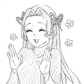 🙂 anime, cartoon, cute, girl, butterfly, flowers, smile telegram sticker