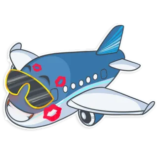 😎 avião, desenho animado, aeronave, aviação, veículo telegram sticker