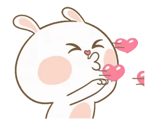 😘 lapin, lapin, coeur, amour, mignon, dessin animé, animal, baiser whatsapp sticker