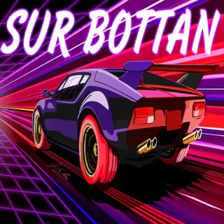 🇹🇯 SUR BOTTAN auto, vintage, retro, synthwave, 80er, neon telegram sticker
