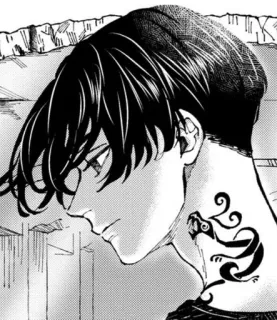 🪦 Anime, Tatuaggio, Bianco e nero, Uomo, Ritratto, Profilo telegram sticker