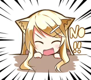 😤 NO!! Anime Mädchen, Katzenohren, Nein, Wütend, Chibi telegram sticker