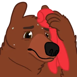 😥 หมี, เหงื่อ, ร้อน, เหนื่อย, เครียด, กังวล, หมดแรง, การ์ตูน telegram sticker