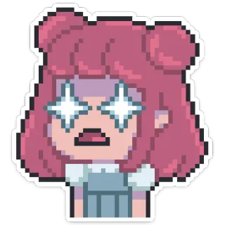😳 Pixel art, Cartoni animati, Personaggio, Carino, Capelli rosa, Sorpreso telegram sticker