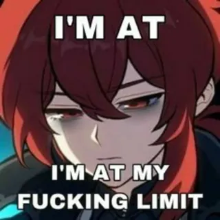 😵 Diluc I'M AT
I'M AT MY
FUCKING LIMIT anime, exhausted, genshin impact, limit telegram sticker