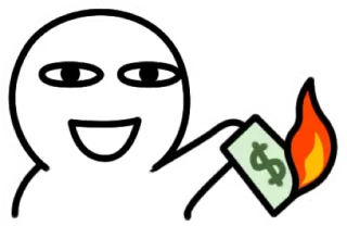 🔥 soldi, fuoco, bruciante, dollaro, cartone animato telegram sticker