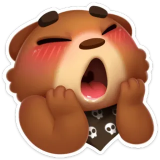 😱 мультфильм, медведь, милый, животное, зевающий, сонный whatsapp sticker
