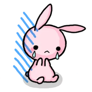 😥 lapin, triste, pleure, rose, kawaii, mignon, animal whatsapp sticker