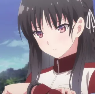 😠 Ragazza anime, Uniforme rossa, Capelli lunghi telegram sticker