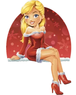 😍 natale, cartoni animati, ragazza, babbo natale, neve telegram sticker