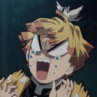 😰 Zenitsu Agatsuma Demon Slayer animé, pleurer, effrayé, Demon Slayer, Zenitsu, Agatsuma, expression faciale telegram sticker