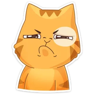 😕 chat, sticker, drôle, orange, animal, expression, dessin animé telegram sticker