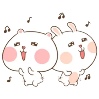 🎶 animal, fofo, urso, coelho, desenho animado, dança, música whatsapp sticker