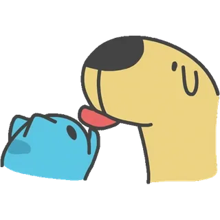 👅 狗, 猫, 舔, 喜爱, 动物, 友谊, 卡通 telegram sticker