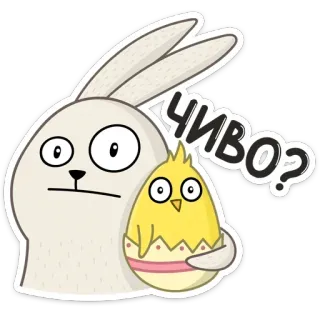 😳 ЧИВО? królik, kurczak, rosyjski, kreskówka, zwierzę telegram sticker