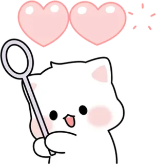 💬 cuori, carino, gatto, cartoni animati, amore, bacchetta bolle di sapone telegram sticker