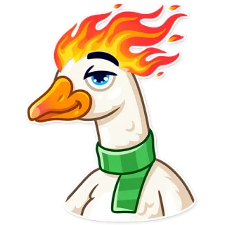 😏 goose, duck, bird, fire, flames, cartoon, animal telegram sticker