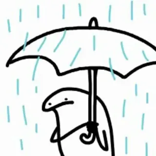 😕 streepmannetje, paraplu, regen, weer, tekening, cartoon telegram sticker