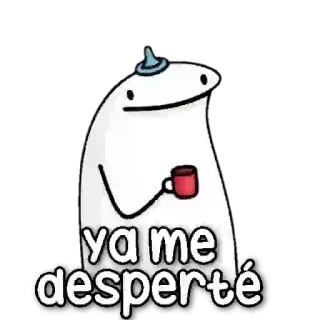 😶 ya me desperté cartoon, coffee, woke up, flork, spanish, morning telegram sticker