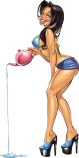 ↗️ Cartone animato, Donna, Annaffiatoio, Pin-up, Sexy, Acqua whatsapp sticker