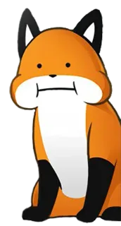 😋 zorro, dibujos animados, animal, lindo, naranja, sentado telegram sticker