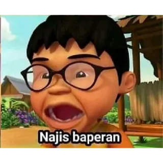 😒 Najis baperan мультфильм, очки, расстроен, анимированный telegram sticker