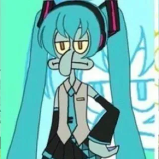 😑 Hatsune Miku Сквидвард, Кроссовер, Аниме, Мем, Спанч Боб telegram sticker