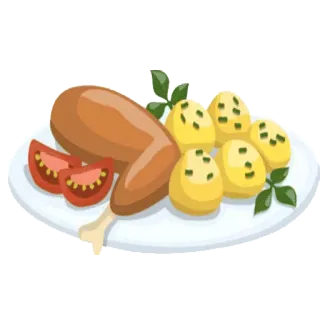 🍗 comida, pollo, patatas, tomates, comida, plato telegram sticker