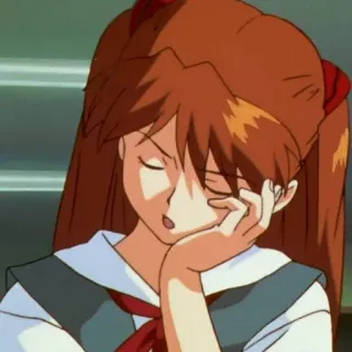 😤 Asuka Langley Sohryu Neon Genesis Evangelion anime, manga, sad, evangelion, aska, japanese animation, cartoon telegram sticker
