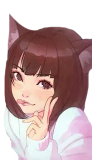 😊 Anime, Ragazza gatto, Carina, Kawaii, Cartone animato, Ragazza, Illustrazione telegram sticker
