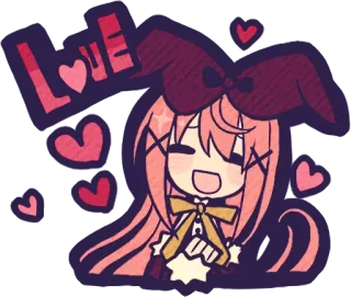 ❤️ LOVE love, cute, hearts, anime, girl, pink, ribbon, kawaii telegram sticker