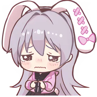 😞 Anime, Cartoon, Leuk, Verdrietig, Kawaii, Konijn, Meisje telegram sticker
