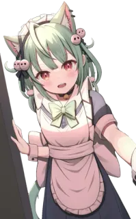 😳 Anime, Fille, Oreilles de chat, メイド (Maid), Mignon, Kawaii telegram sticker
