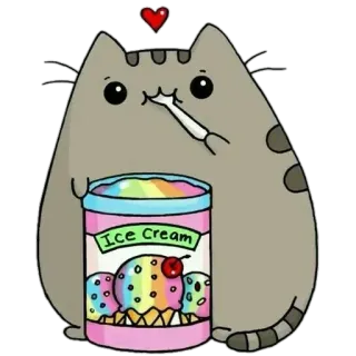 💘 Ice Cream cat, ice cream, cute, kawaii, dessert, food telegram sticker