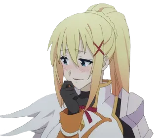 😊 Darkness KonoSuba 动漫, 女性, 金发, 脸红, 受虐狂, 骑士 telegram sticker