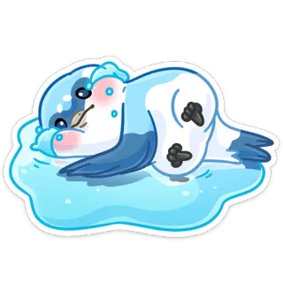 😭 Seehund, Tier, niedlich, schlafend, liegend, Meerestier whatsapp sticker