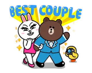👫 BEST COUPLE couple, relationship, cute, cartoon, love, bear, rabbit telegram sticker