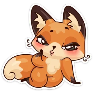 😉 fox, animal, cartoon, sticker, cute, seductive telegram sticker
