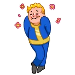 ☺️ Vault Boy Fallout Vault Boy, Fallout, Feliz, Sonriendo, Videojuego, Personaje telegram sticker