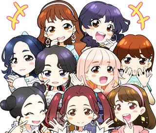🤗 Kreskówka, Chibi, Grupa, Urocze, Dziewczyny, Kawaii telegram sticker
