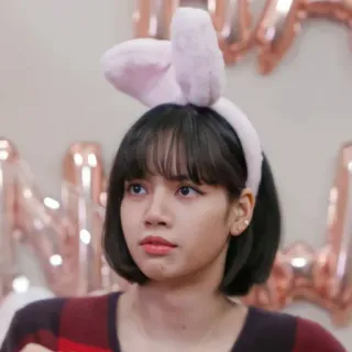 🙁 Lisa kpop, singer, idol, lisa, blackpink, bunny ears telegram sticker