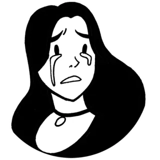😭 piangere, triste, lacrime, donna, bianco e nero, emozione, cartone animato telegram sticker
