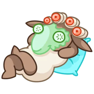 👩 ovelha, spa, relaxamento, autocuidado, beleza, máscara, pepino, bobes telegram sticker