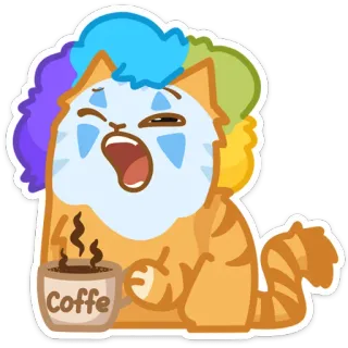 ☕️ Coffe kot, kawa, naklejka, klaun, zwierzę, mem telegram sticker