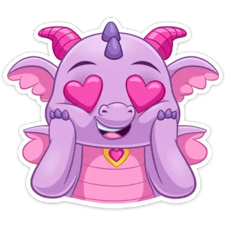😍 dragão, kawaii, fofo, amor, coração, desenho animado, animal, adesivo whatsapp sticker