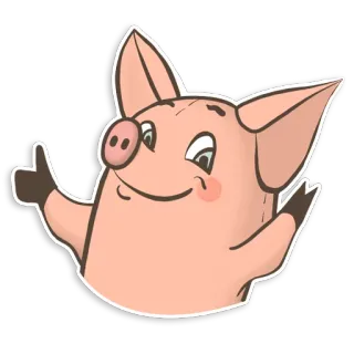 👍 pig, animal, cartoon, cute, illustration telegram sticker