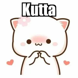⚜ Kutta chat, animal, mignon, dessin animé, texte, mème whatsapp sticker