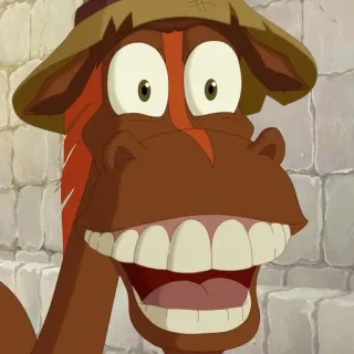 🕳️ horse, animal, cartoon, smile, hat telegram sticker