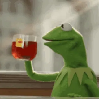 🍵 Kermit 科米, 茶, 梗, 木偶, 布偶, 喝 whatsapp sticker