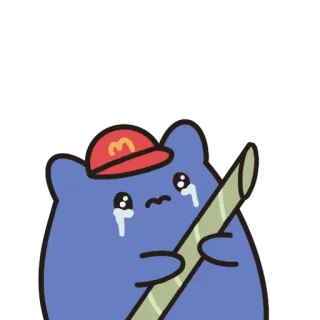 🎋 llorando, triste, gato, dibujos animados, McDonald's, bambú telegram sticker